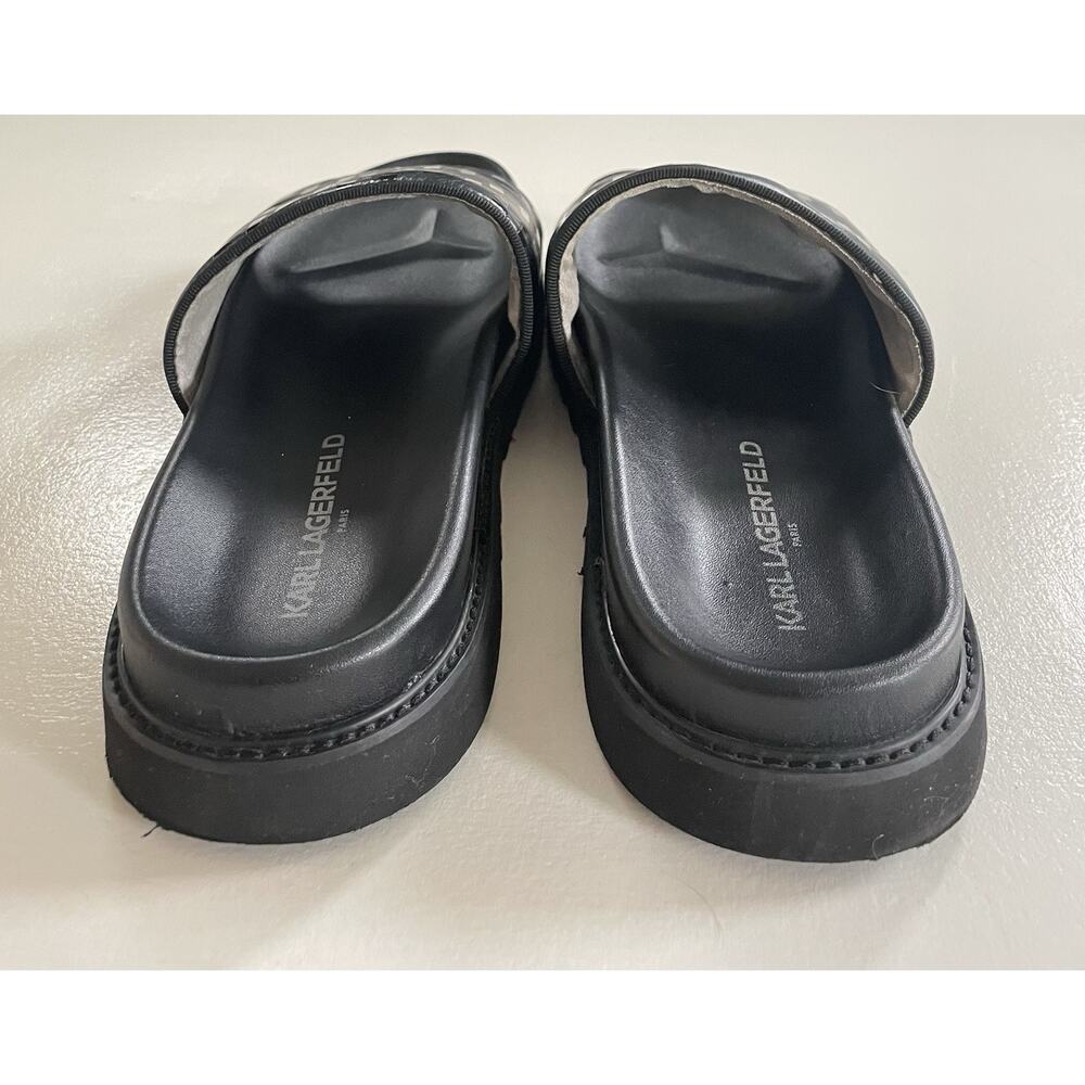 EUC Karl Lagerfeld Men Size 13 M Paris Monogram Slide Open Toe Sandals Black - Picture 9 of 16